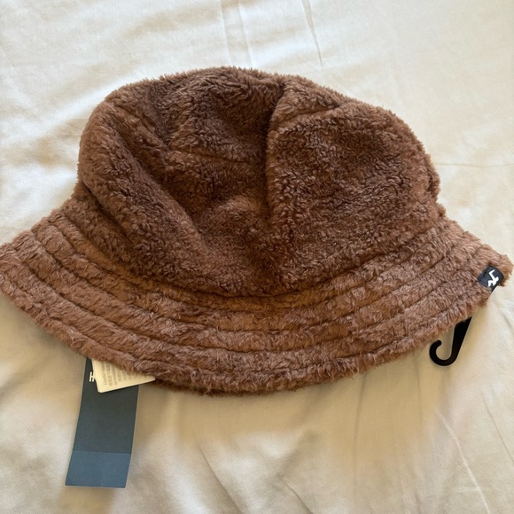 Hollister Sherpa Bucket Hat Brown Teddy Fleece Faux Fur One Size NWT - Picture 2 of 5
